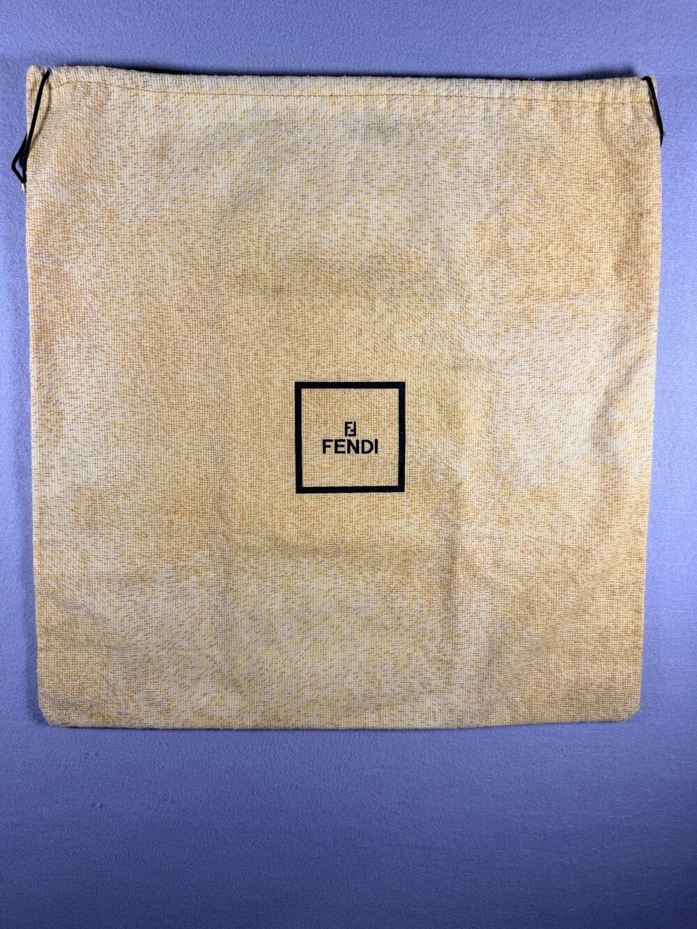 Authentic Fendi Tan Monogram Canvas Drawstring Dust Bag Large
